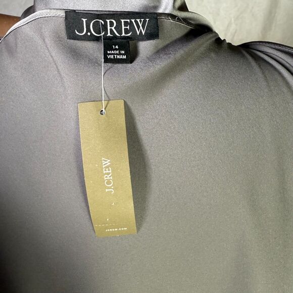 J. Crew Gwyneth Slip Midi Luster Charmeuse Dress Gray US Womens 14 90s Style - Picture 6 of 12